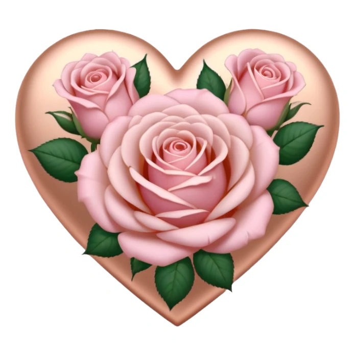 Rose-gold heart shape with pastel pink roses adorning it sticker