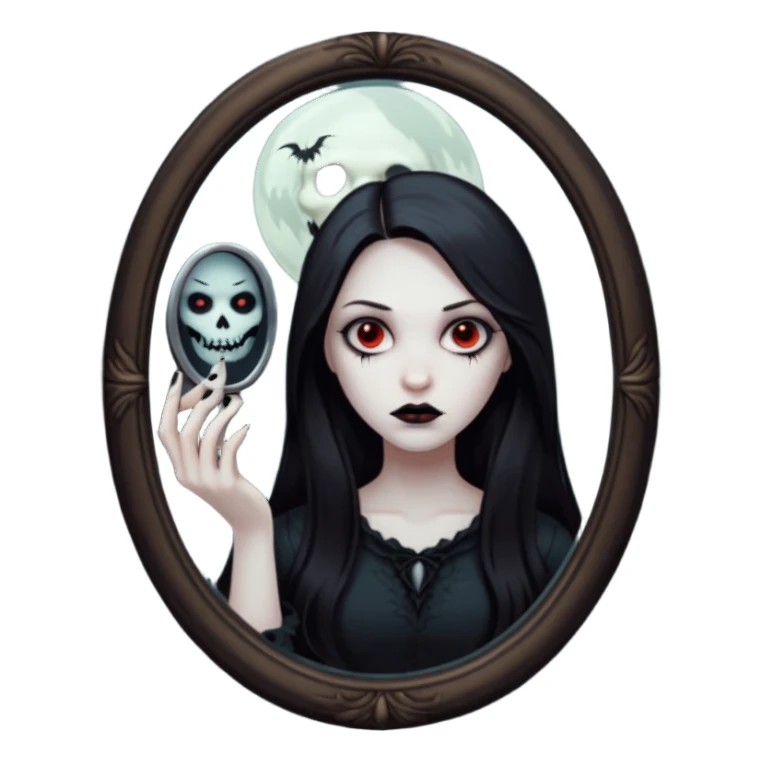 Spooky killer on mirror behind woman sticker