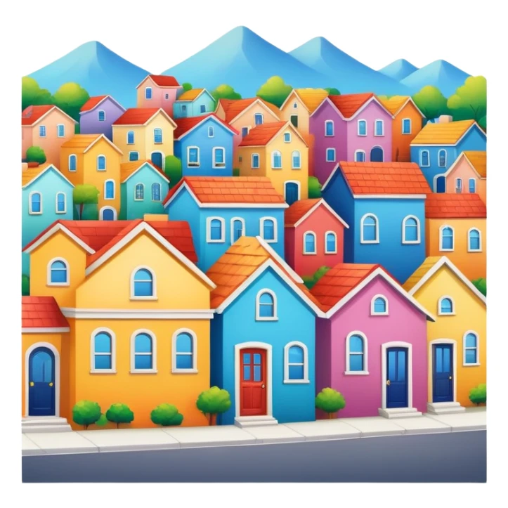 Neighborhood with colorful houses sticker