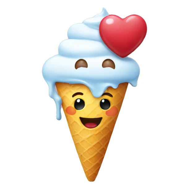 smiley in love with ice cream sticker
