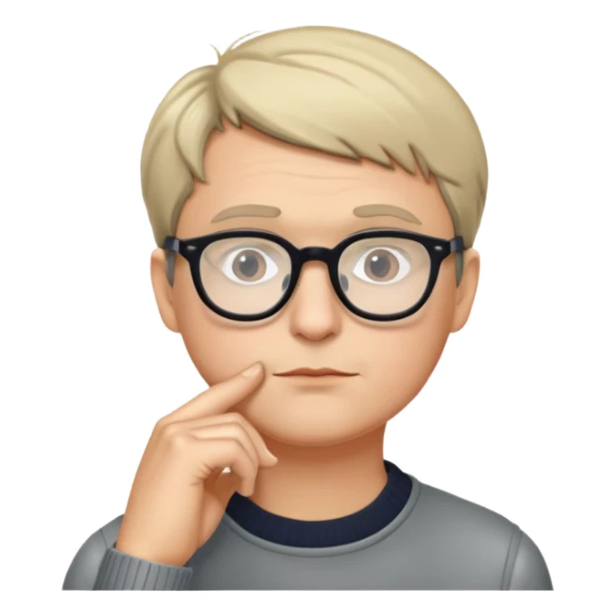 Hartmut Rosa thinking, hand on chin, glasses, short hair sticker