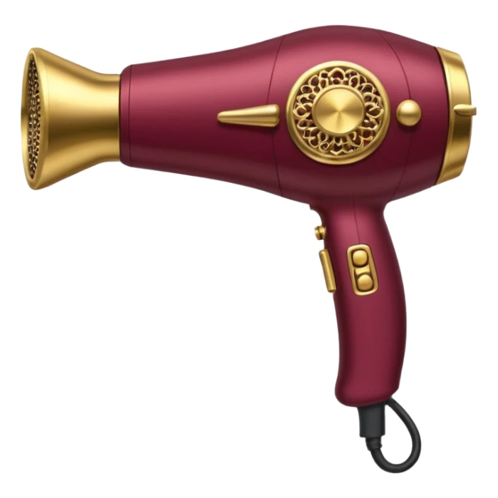 burgundy blow dryer covered in jewelry sticker