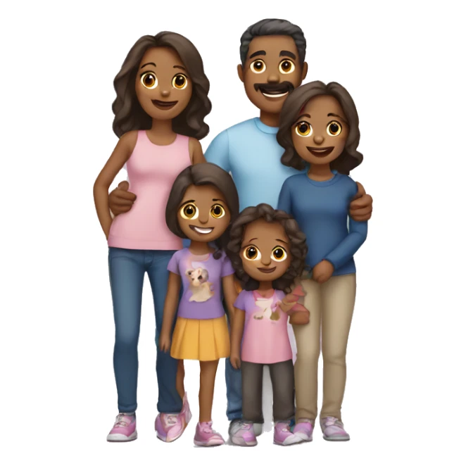 Family of 5 with 3 daughters and dog sticker