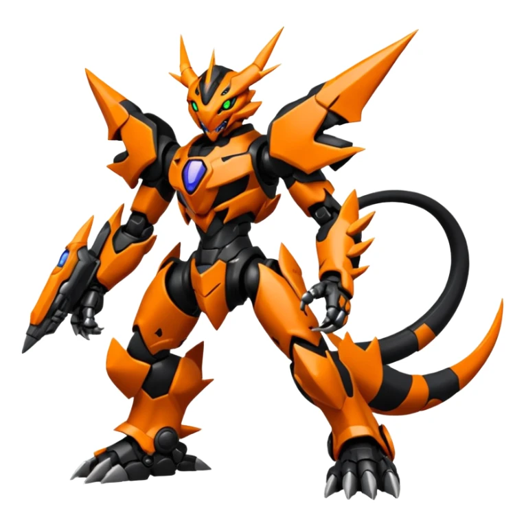 Cool Futuristic Black Orange Cyber-Digimon-Fakemon-Venom-Guilmon-Wargreymon-Mecha-fusion (full body) sticker