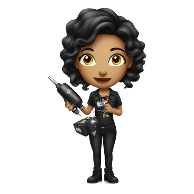 Female tattoo artist with tattoo machine sticker