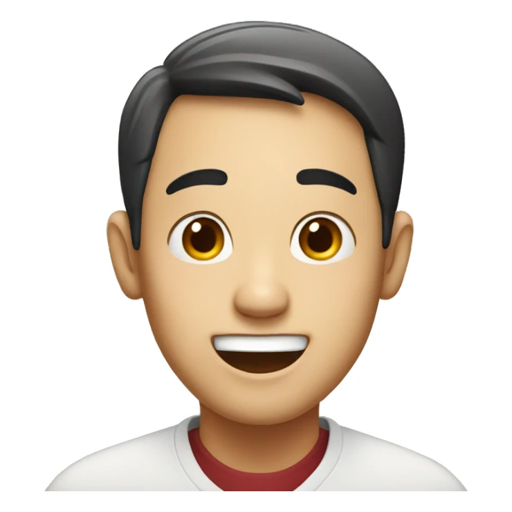 Smiling Chinese man have a surprised sticker