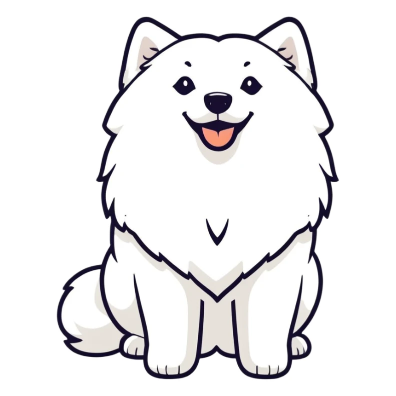 happy samoyed dog, cartoonish sticker style sticker