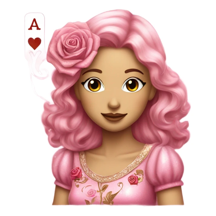 Pink deck of cards with glitter and roses  sticker