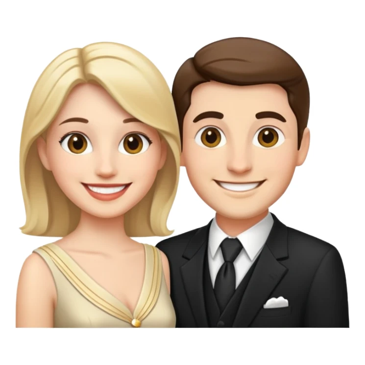 smiling couple in formal attire sticker