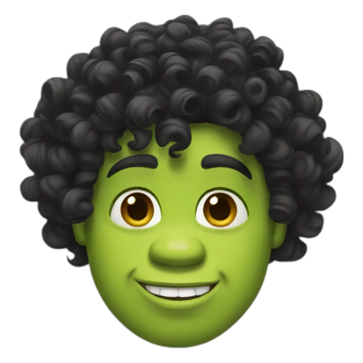 Shrek emoji with black curly hair sticker