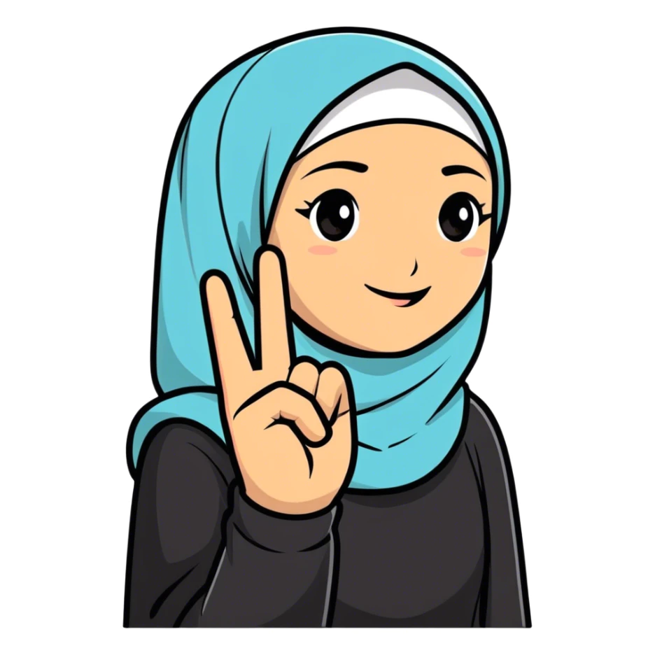 Girl in hijab black said hi sticker