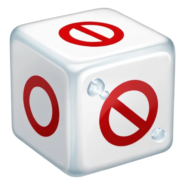 A sugar cube with a red prohibition sign over it, indicating sugar-free sticker