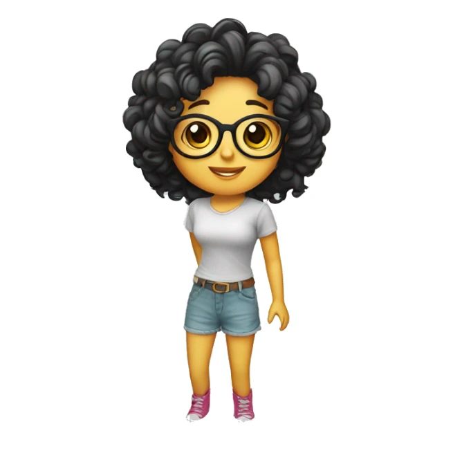 Chica blanca con cabello rizado, pollina y lentes  sticker