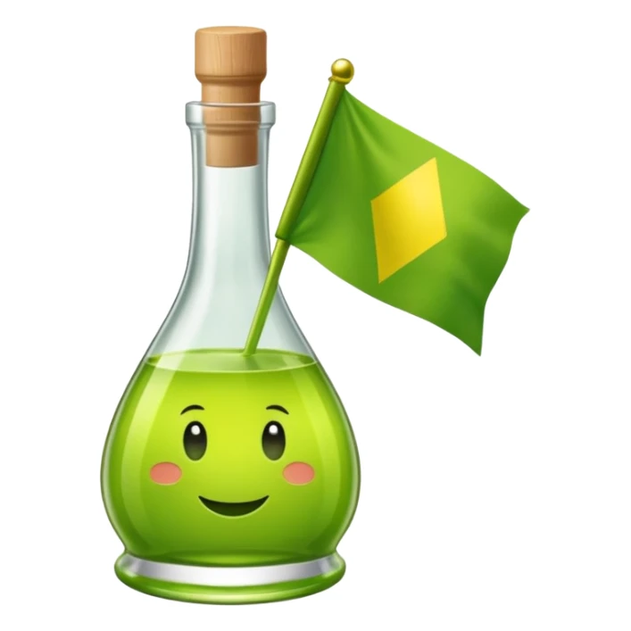 Une bouteille de chartreuse verte sous forme de drapeau avec ecrit chartreuse sur l'etiquette sticker