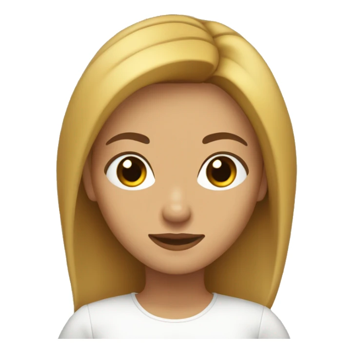 Mujer con pelo castaño ojos de color miel y cabello liso blanca  sticker