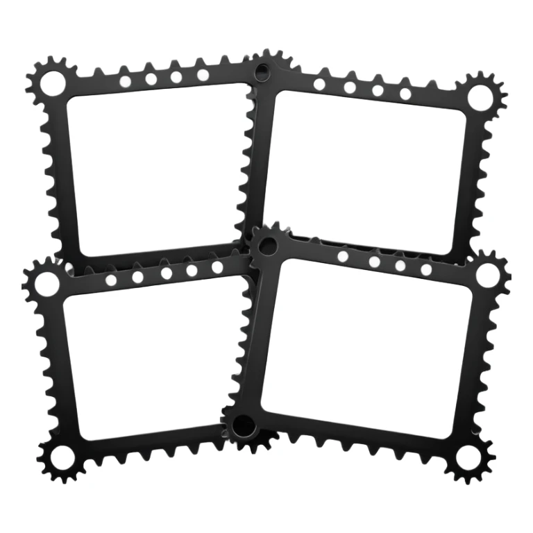 Minimalist film strip with empty frames and sprocket holes along both sides, black and white, iOS emoji style sticker