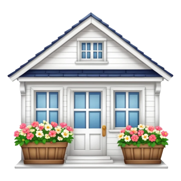 small white house with flower basket in window sticker