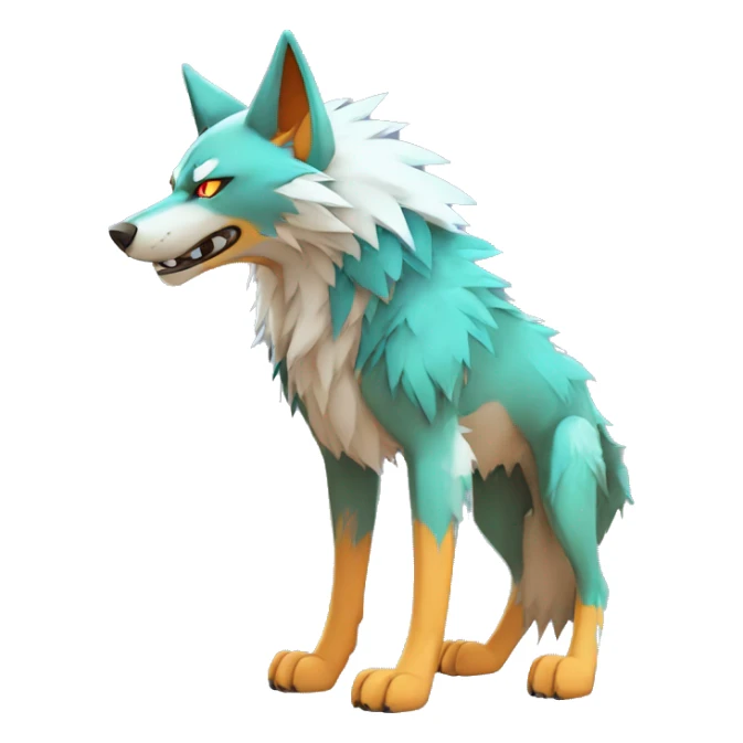  Cool Edgy Colorful Digimon-Fakemon-Wolf with edgy markings full body sticker
