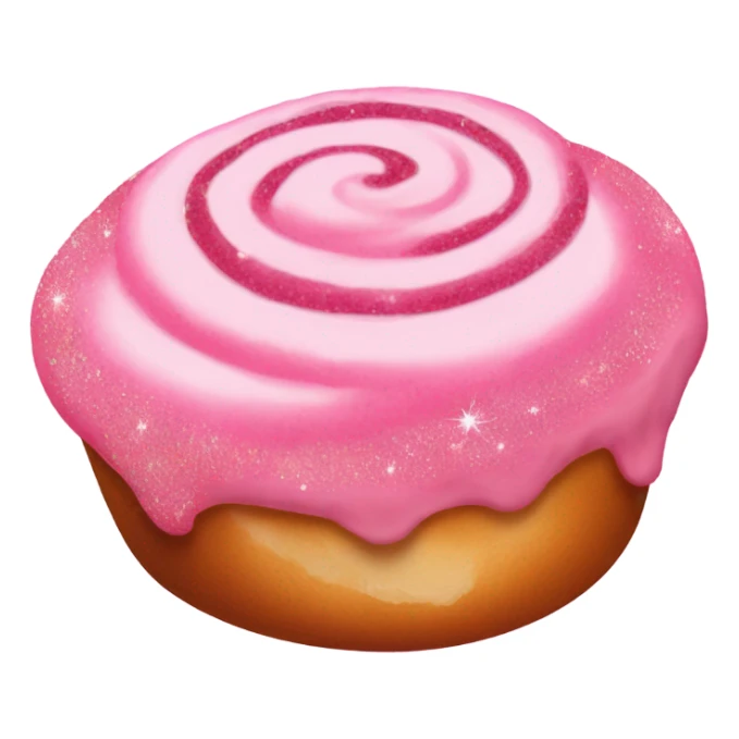 Light pink cinnamon roll with hot pink glittery icing  sticker