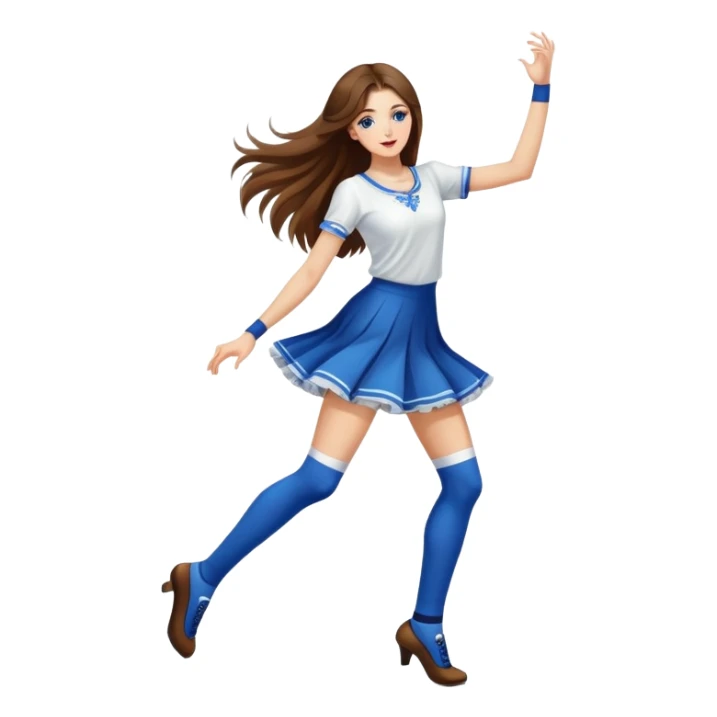 Girl with long brown hair dancing like nobody’s watching, socks on tile floor russian techno disco elegant  sticker