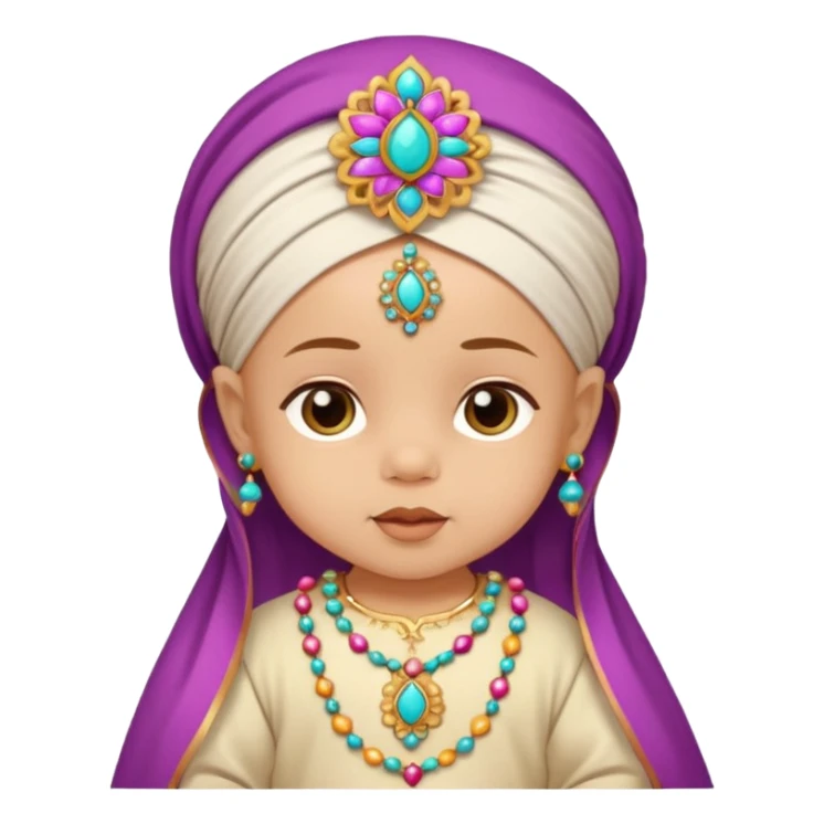  baby, dressed in colorful ghalibiya with delicate decorations sticker