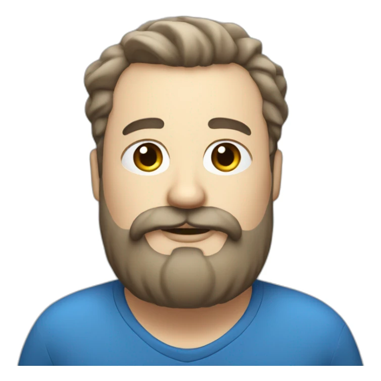  plump white Man with a beard, blue eyes, and a mustache sticker