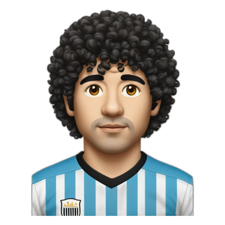 Curly hair Maradona 86 argentina stripes tshirt sticker
