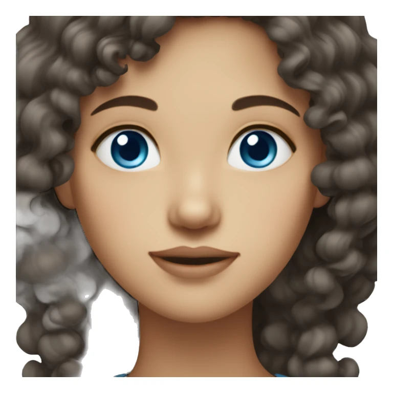 woman with long dark hair, curly, blue eyes sticker