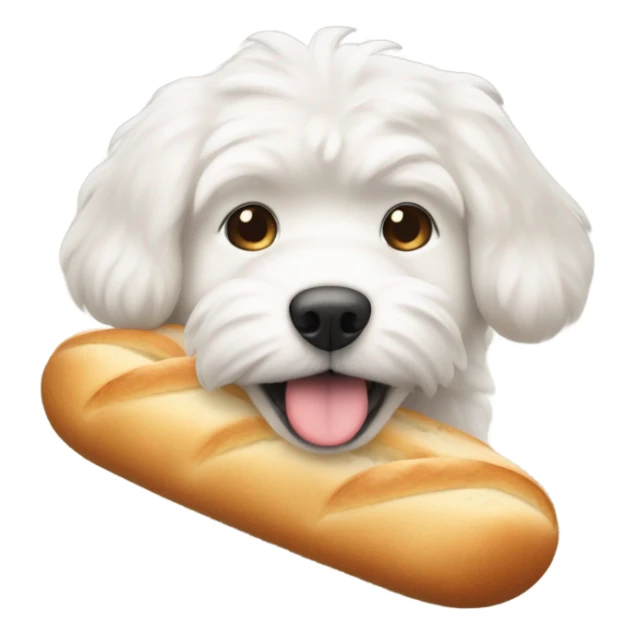 white dog carrying a round loaf of bread in its mouth sticker