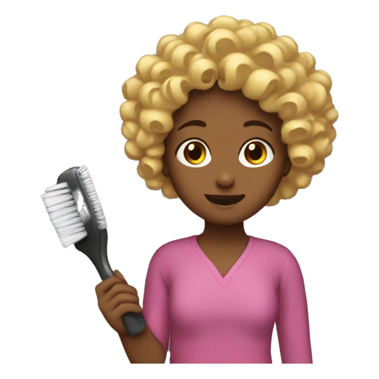 Girl brushing her curly hair  sticker