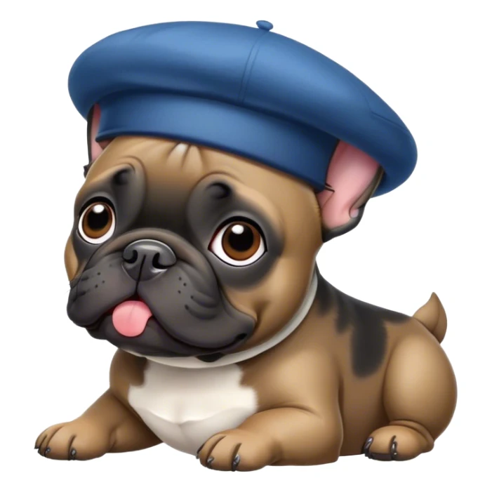 Black French bulldog wearing French hat  sticker