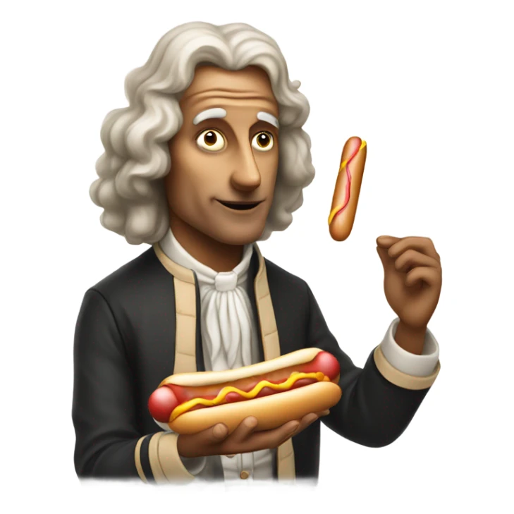 Isaac newton eating a hot dog sticker