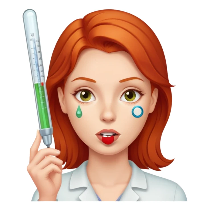 Redhead woman with thermometer in her mouth sticker