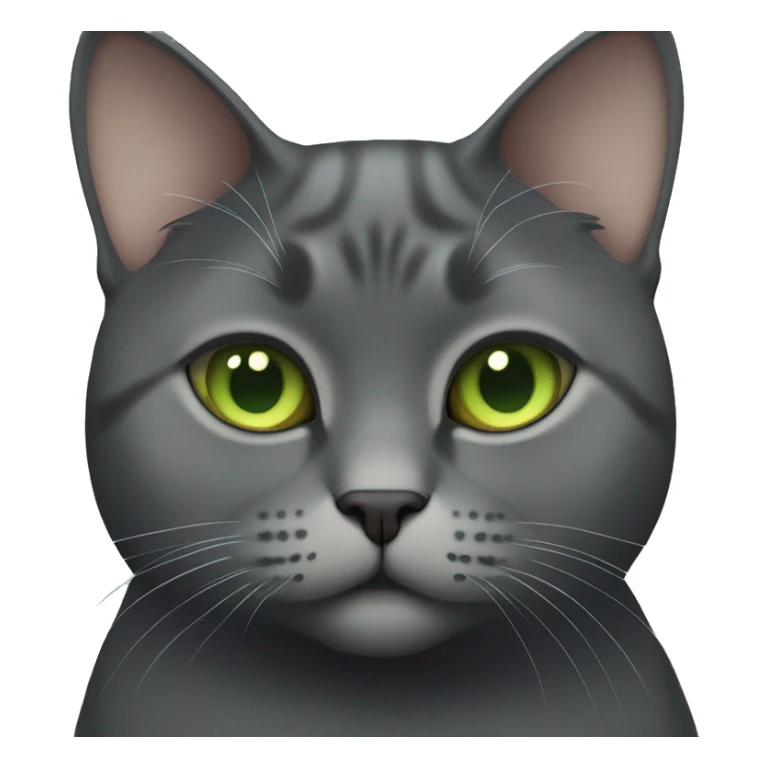  Sitting Fat dark gray short hair cat with light green eyes  sticker