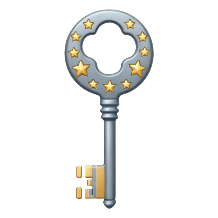 Gray key with stars over it sticker