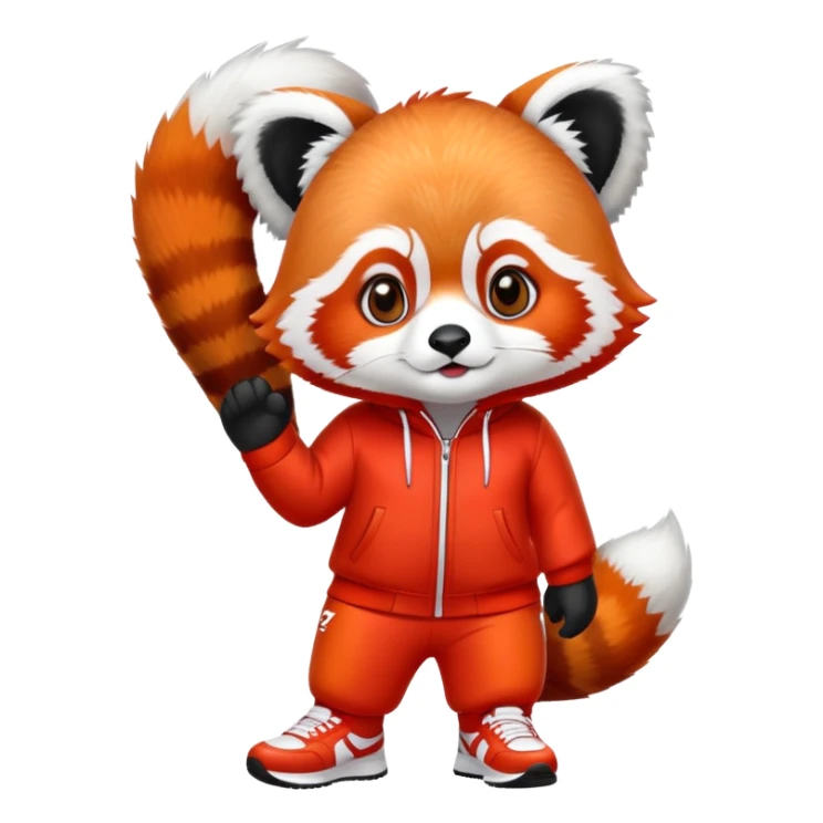 A red panda in a track suit wearing sneakers sticker