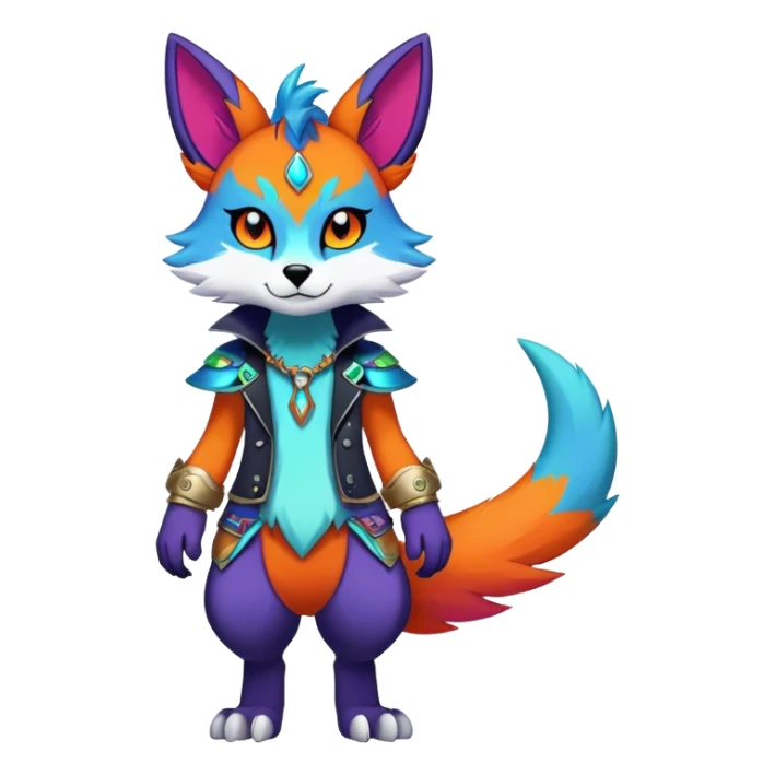 Edgy colorful anthro fursona Fakemon sticker