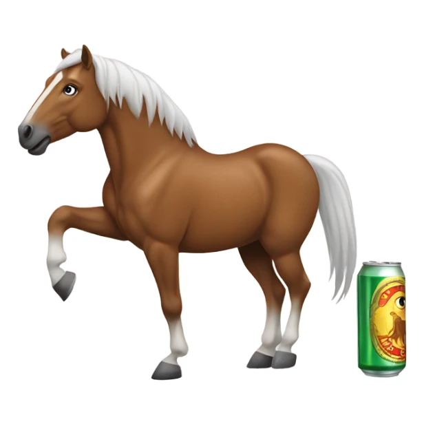 A Horse holding a beer with its leg sticker