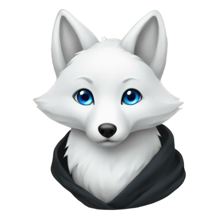 White fox with blue eyes and black blanket  sticker
