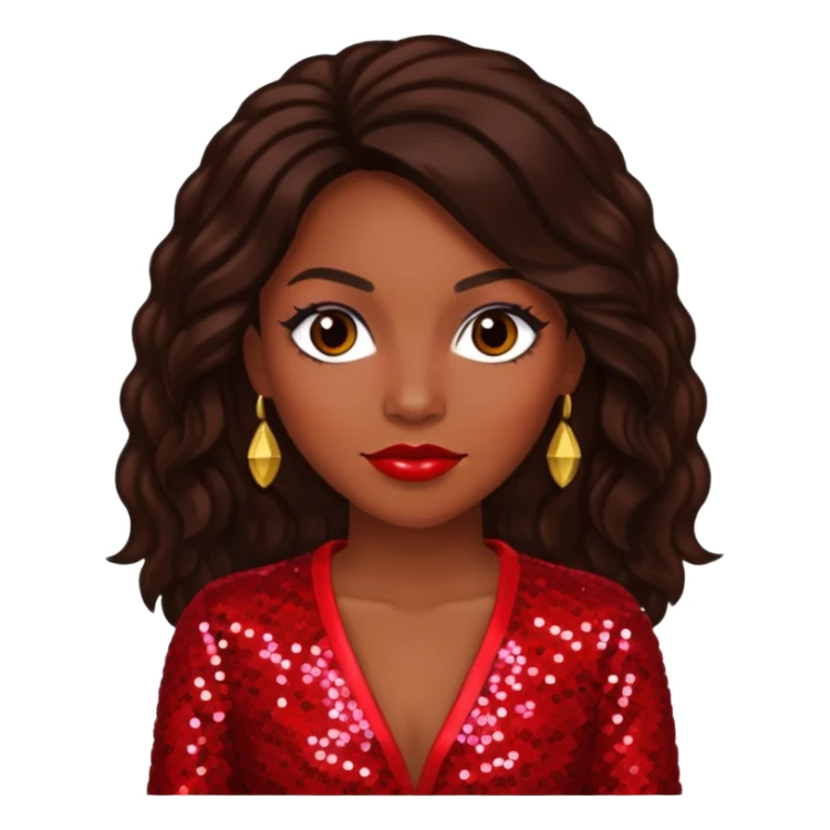 LaTocha Scott from Xscape with long dark brown hair, red sequin outfit sticker