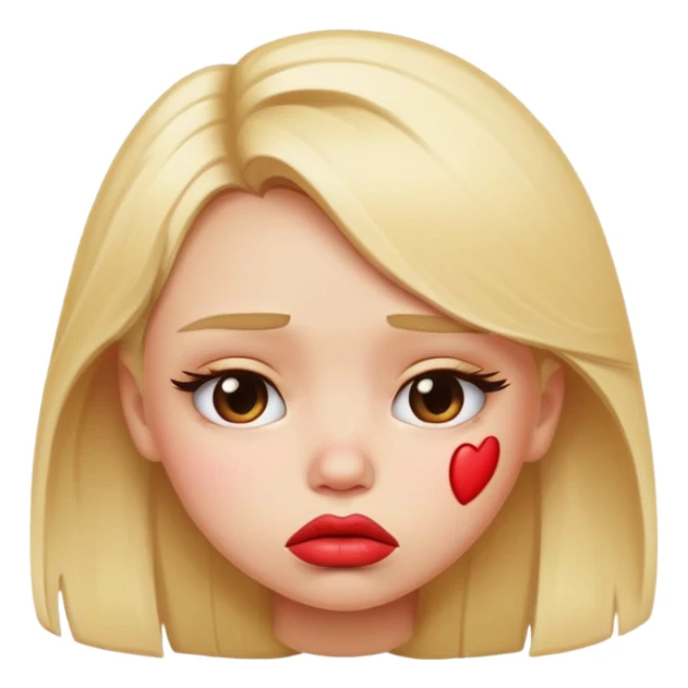 sad pouting blonde girl with big emoji lips sticker