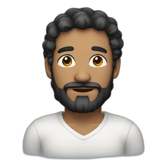 Squinting man with thick black beard and short black wavy hair with thick eyebrows sticker