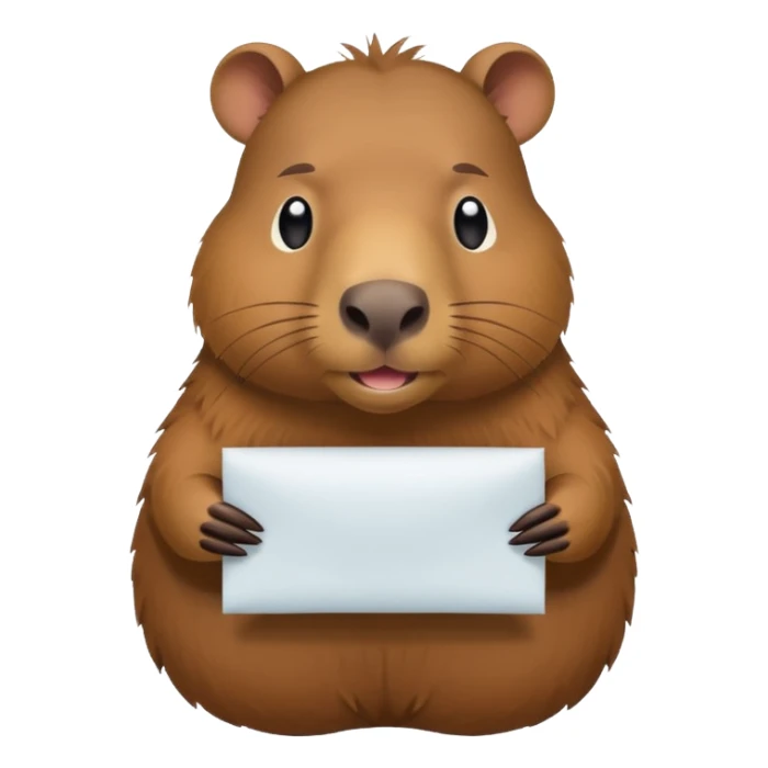 emoji of capibara chews white paper, full height sticker