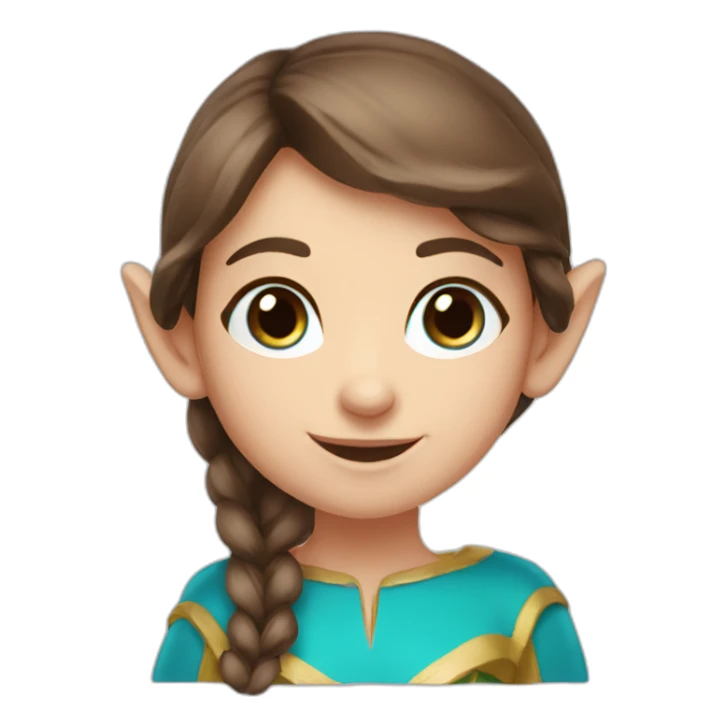 New Year's elf girl brown hair blue eyes sticker