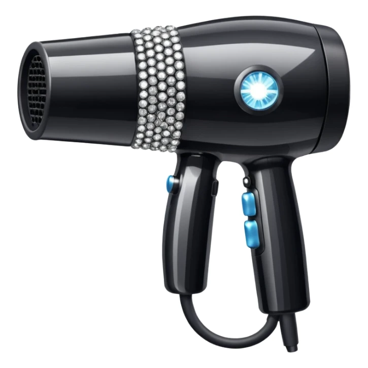 black blow dryer covered in diamonds sticker