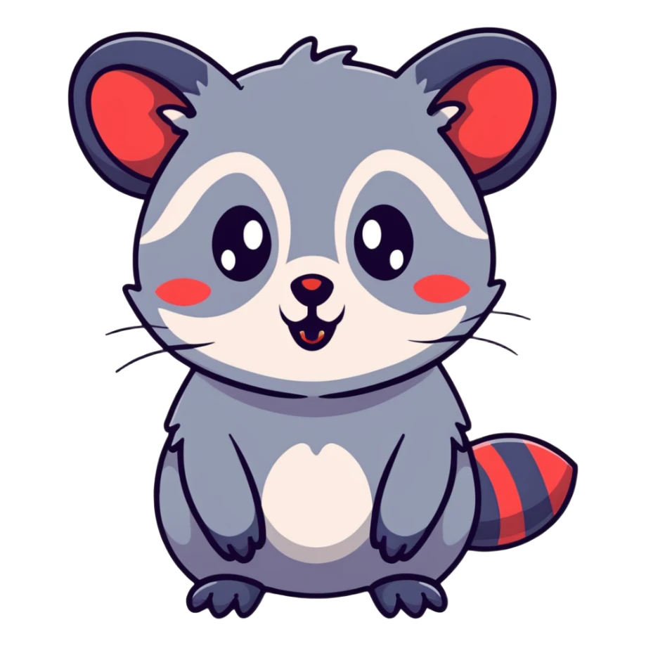 goth possum with dark colors, piercings, black lipstick sticker