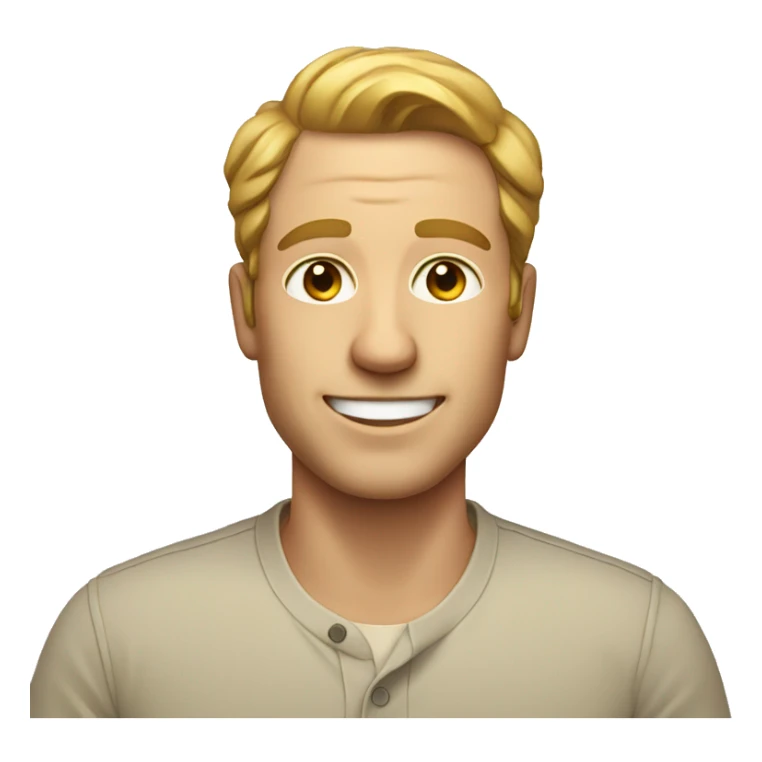 a white man smiling with a shirt on sticker