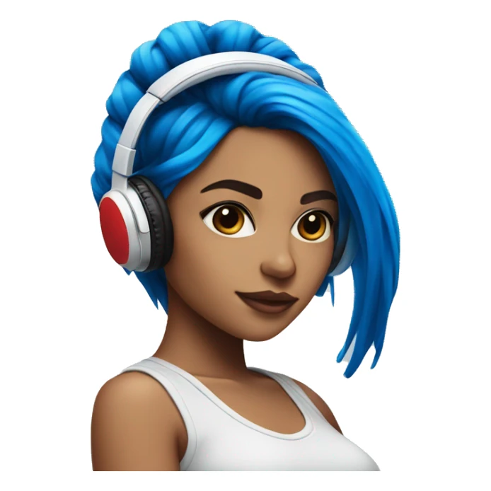 Latina with headphones blue and red split dye hair sticker
