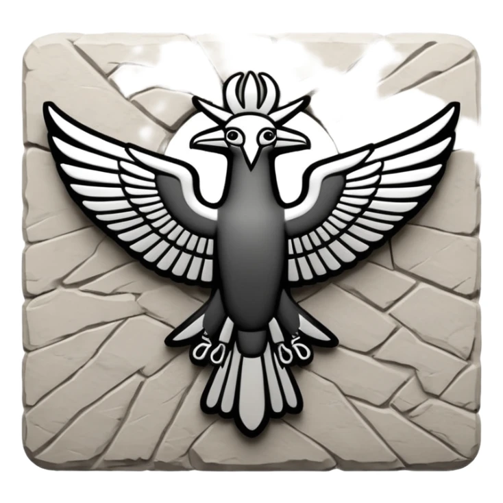 Minimal Faravahar-inspired ancient glyph,
Unicode-like pictogram similar to 𓄂𓆃,
abstract, single-symbol design,
monochrome, flat,
ancient carved sign,
no background, no text sticker