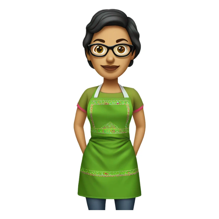 mexican lady green apron  with glasses cooking tacos sticker